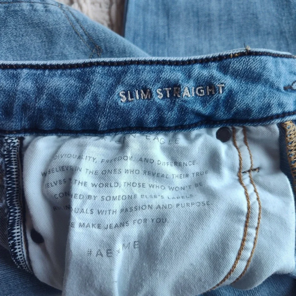 American Eagle Slim Straight Mens Jeans 28x30 Next Level Airflex Light Wash - Picture 11 of 11